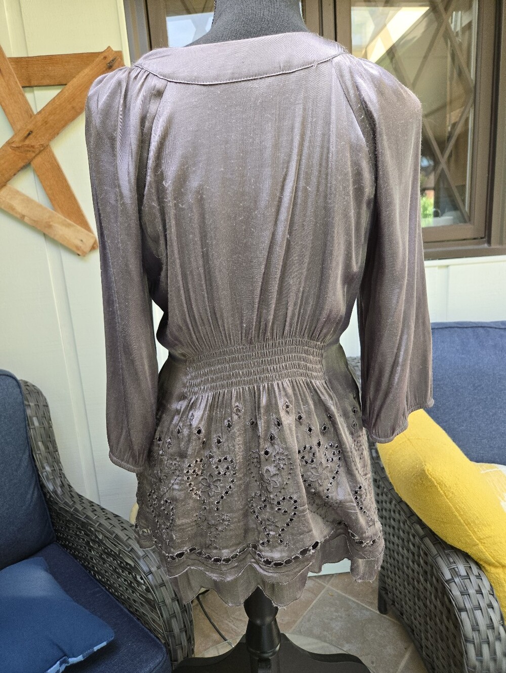 Moon Collection - Live In California Silky Gunmetal Grey Tunic - Size M - Picture 2 of 6